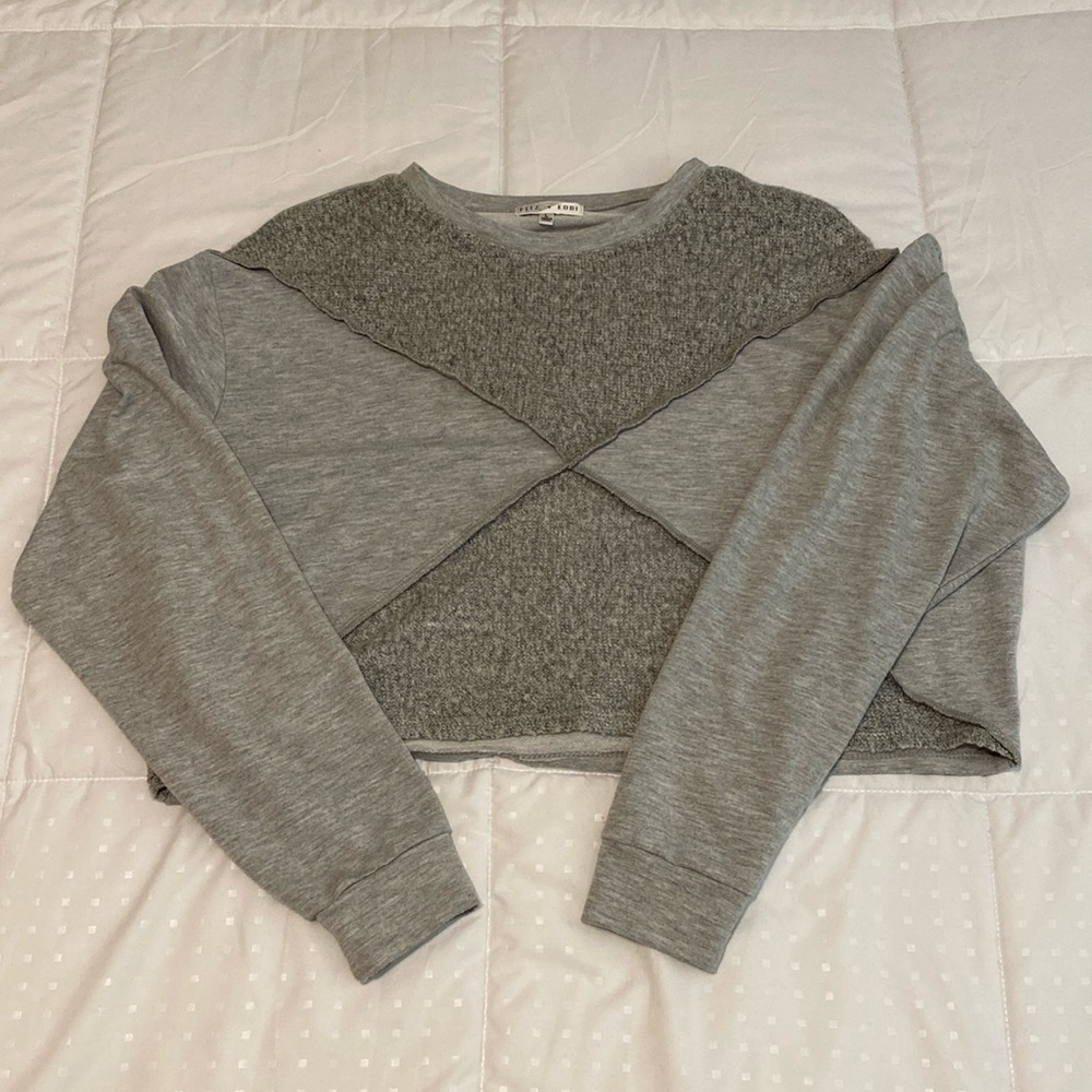 Gray Boxy Long Sleeve Top